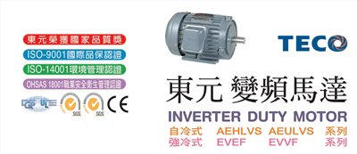 東元 - 變頻馬達 (AEHLVS、AEULVS、EVEF、EVVF系列)
